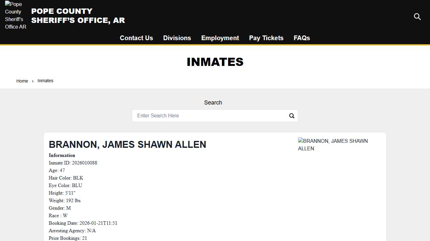 Inmates | Pope County Sheriff’s Office AR